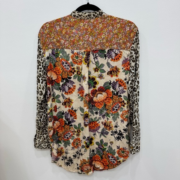 Pilcro Anthropologie Relaxed Button Down Tunic/Shirt Leopard Animal Sz XS - Picture 9 of 10